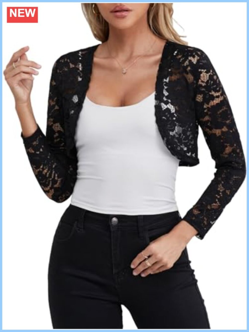 Womens Lace Bolero Shrug 3/4 Sleeve Crop Wedding Evening